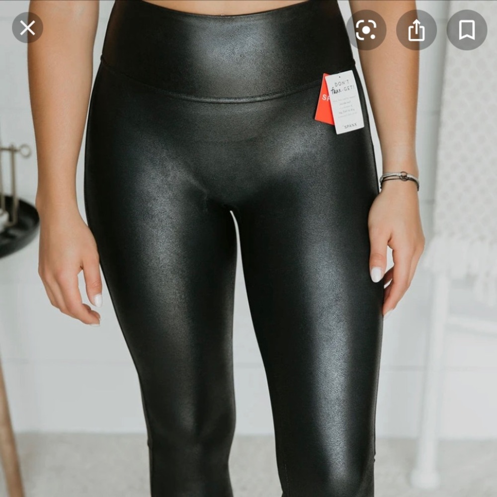 Spanx faux leather leggings size L